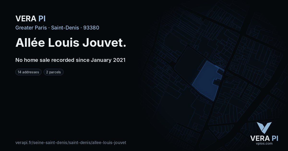 Allée Louis Jouvet, Saint-Denis at night – every parcel coloured by the prices around it, the street's own parcels lit