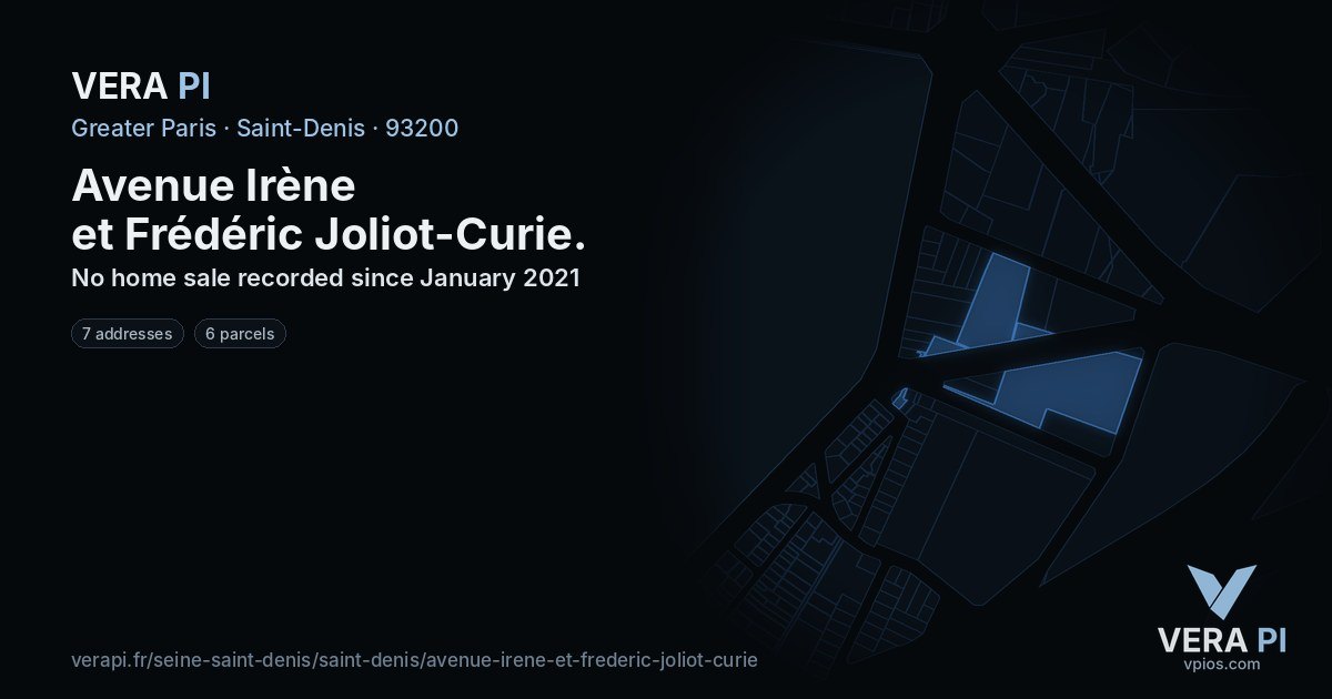 Avenue Irène et Frédéric Joliot-Curie, Saint-Denis at night – every parcel coloured by the prices around it, the street's own parcels lit