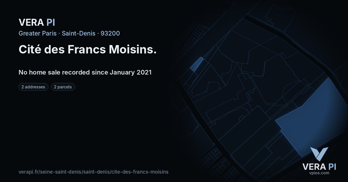 Cité des Francs Moisins, Saint-Denis at night – every parcel coloured by the prices around it, the street's own parcels lit
