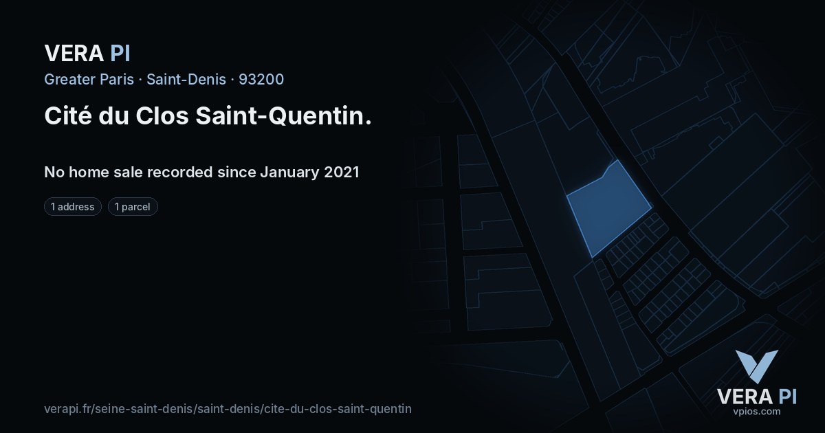Cité du Clos Saint-Quentin, Saint-Denis at night – every parcel coloured by the prices around it, the street's own parcels lit