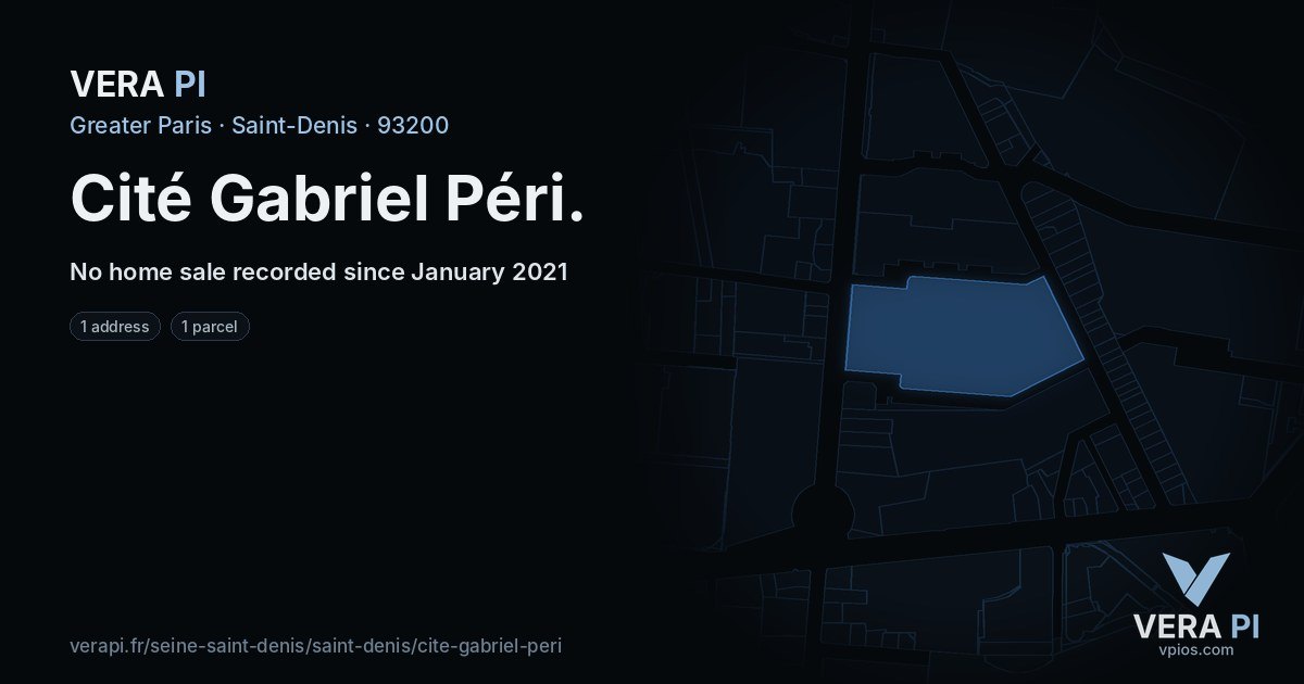 Cité Gabriel Péri, Saint-Denis at night – every parcel coloured by the prices around it, the street's own parcels lit