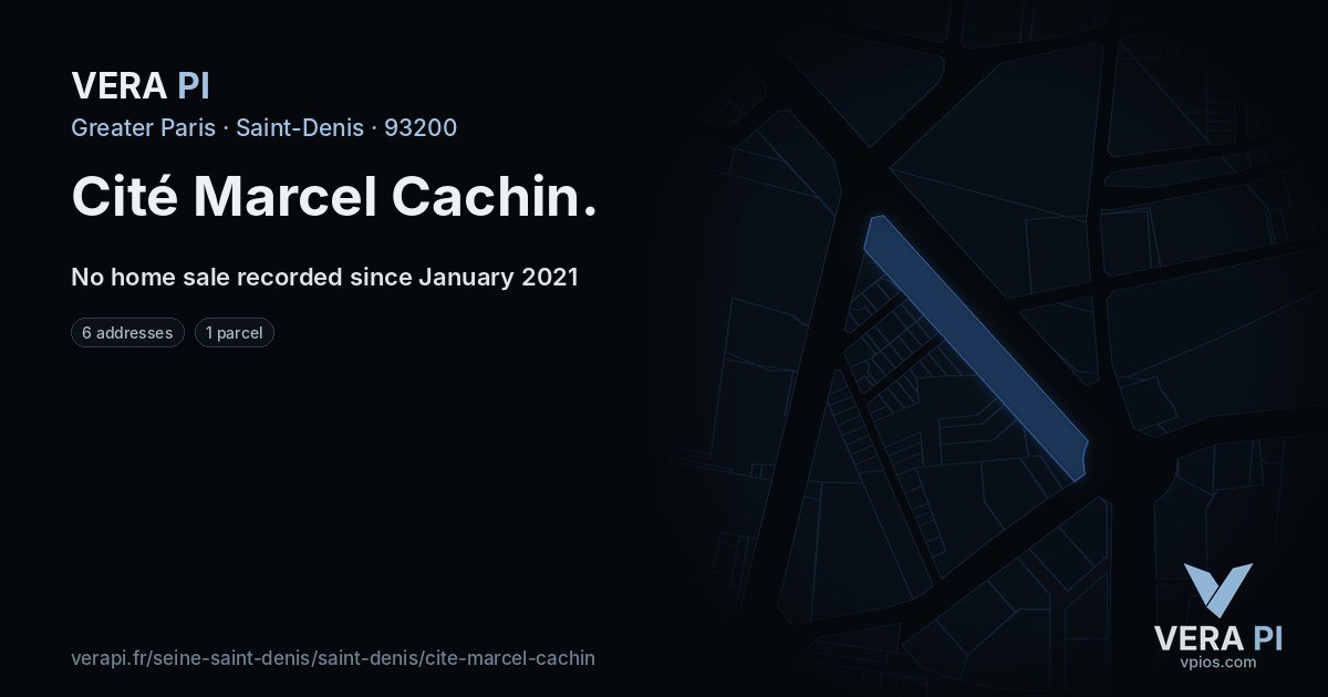 Cité Marcel Cachin, Saint-Denis at night – every parcel coloured by the prices around it, the street's own parcels lit