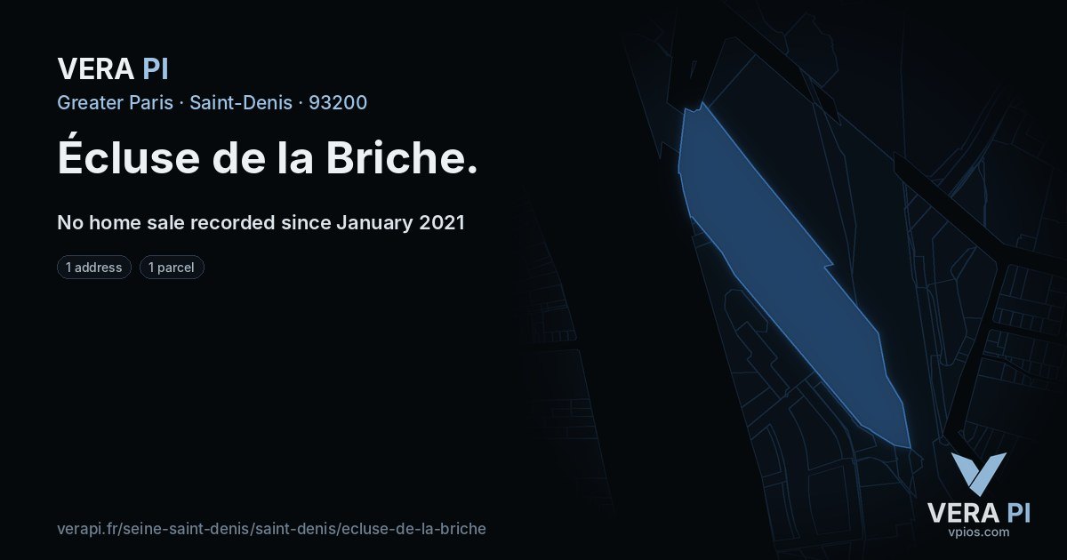Écluse de la Briche, Saint-Denis at night – every parcel coloured by the prices around it, the street's own parcels lit