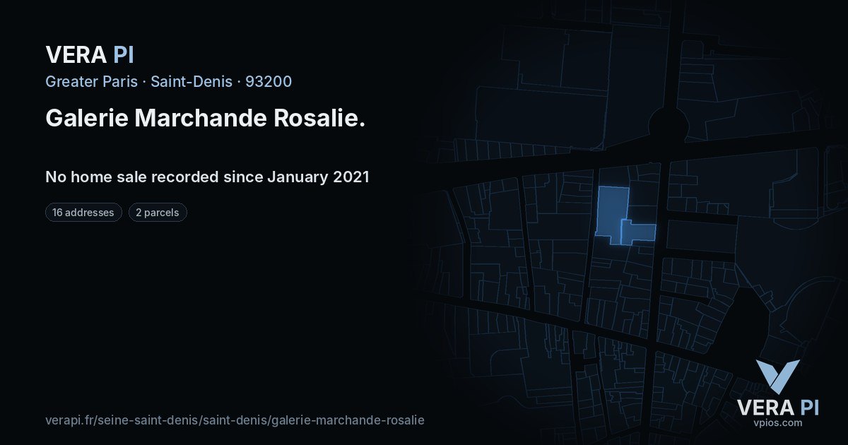 Galerie Marchande Rosalie, Saint-Denis at night – every parcel coloured by the prices around it, the street's own parcels lit