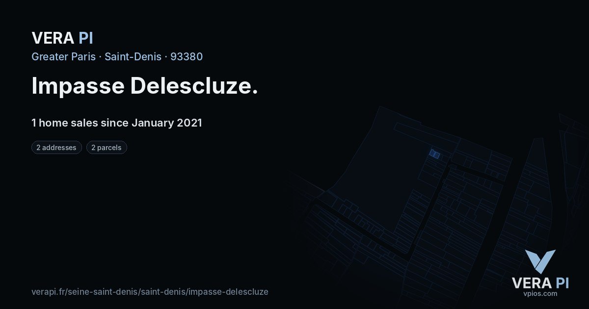 Impasse Delescluze, Saint-Denis at night – every parcel coloured by the prices around it, the street's own parcels lit