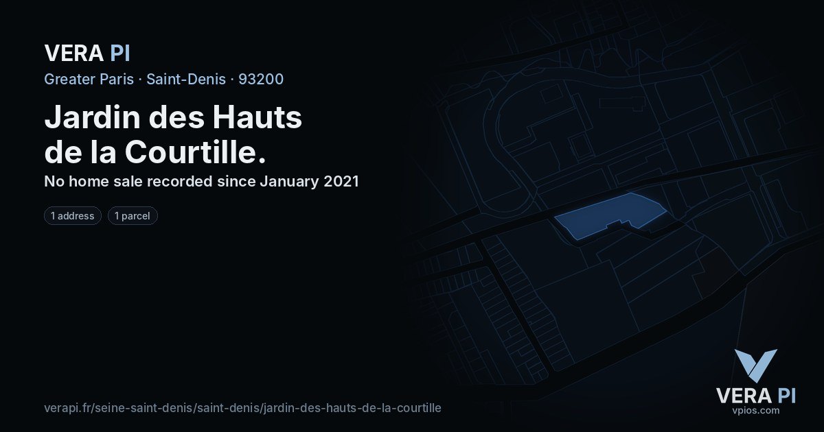 Jardin des Hauts de la Courtille, Saint-Denis at night – every parcel coloured by the prices around it, the street's own parcels lit