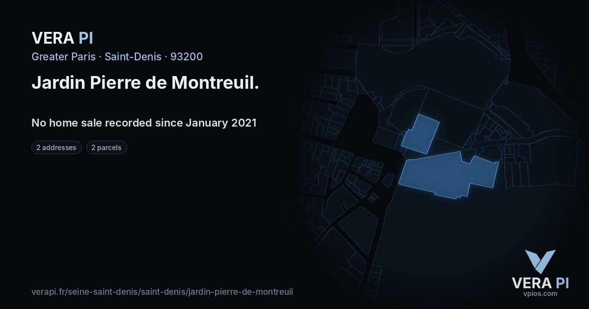 Jardin Pierre de Montreuil, Saint-Denis at night – every parcel coloured by the prices around it, the street's own parcels lit
