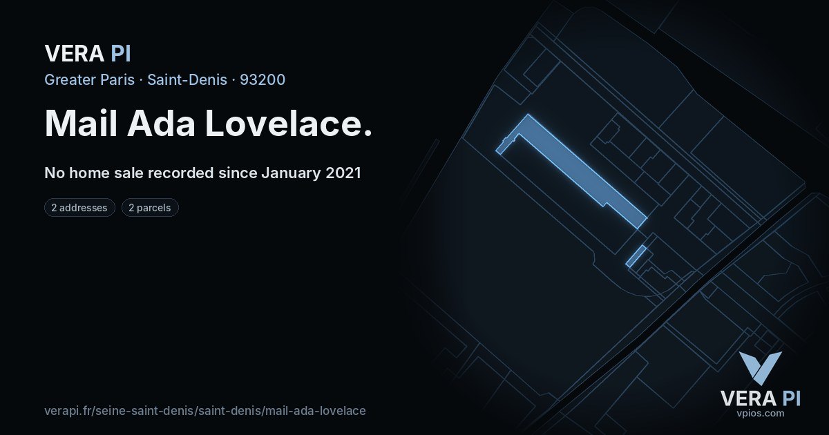 Mail Ada Lovelace, Saint-Denis at night – every parcel coloured by the prices around it, the street's own parcels lit