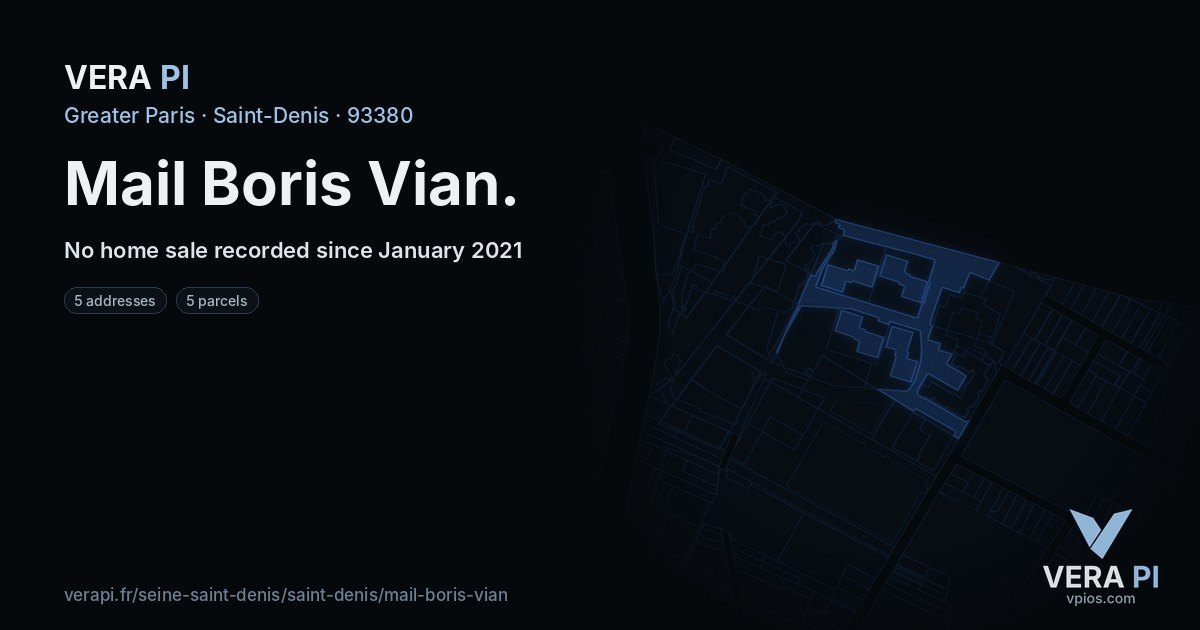 Mail Boris Vian, Saint-Denis at night – every parcel coloured by the prices around it, the street's own parcels lit