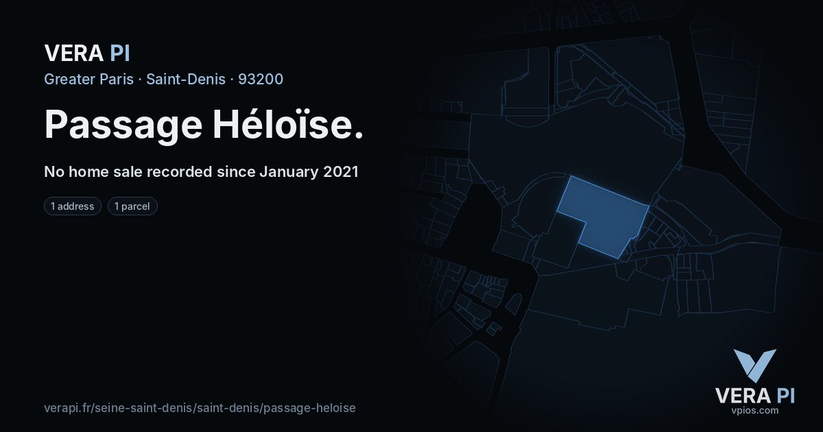 Passage Héloïse, Saint-Denis at night – every parcel coloured by the prices around it, the street's own parcels lit