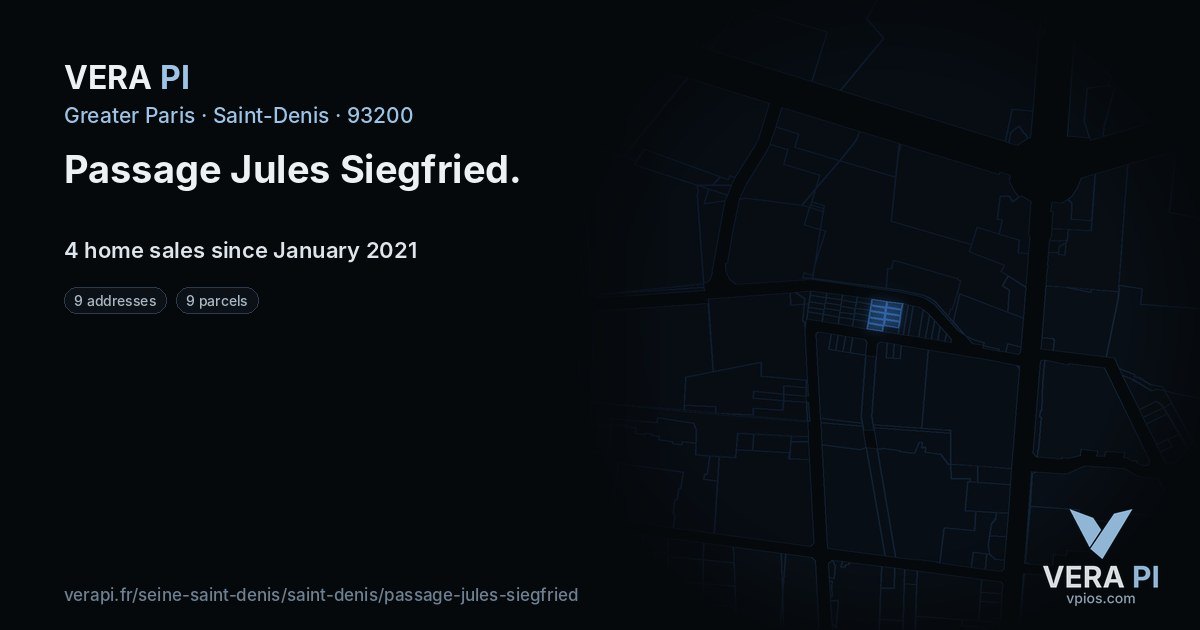 Passage Jules Siegfried, Saint-Denis at night – every parcel coloured by the prices around it, the street's own parcels lit