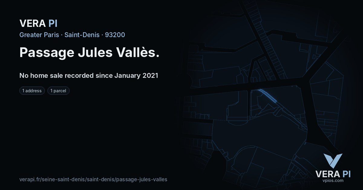 Passage Jules Vallès, Saint-Denis at night – every parcel coloured by the prices around it, the street's own parcels lit