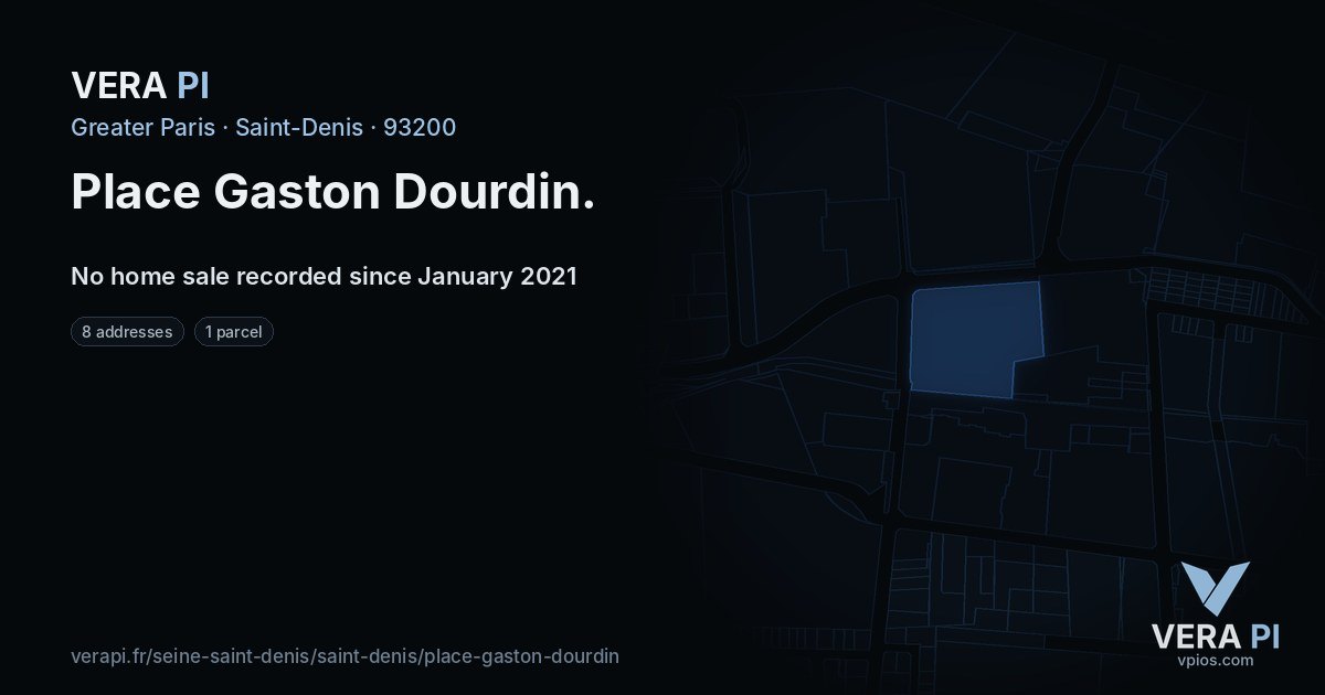 Place Gaston Dourdin, Saint-Denis at night – every parcel coloured by the prices around it, the street's own parcels lit