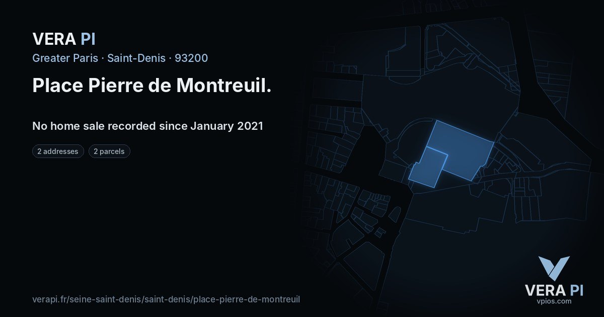 Place Pierre de Montreuil, Saint-Denis at night – every parcel coloured by the prices around it, the street's own parcels lit