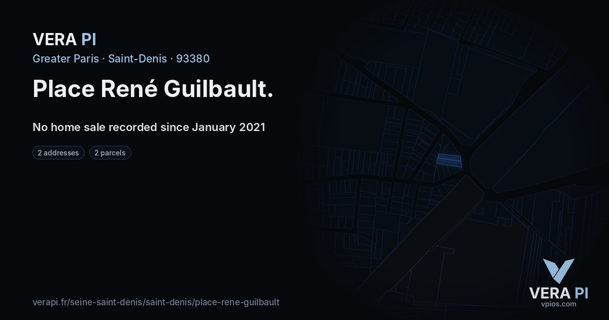 Place René Guilbault, Saint-Denis at night – every parcel coloured by the prices around it, the street's own parcels lit