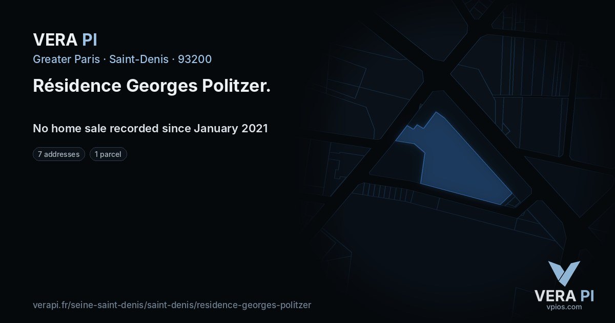 Résidence Georges Politzer, Saint-Denis at night – every parcel coloured by the prices around it, the street's own parcels lit