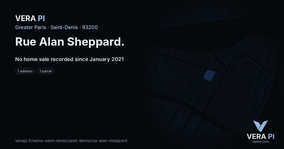 Rue Alan Sheppard, Saint-Denis at night – every parcel coloured by the prices around it, the street's own parcels lit