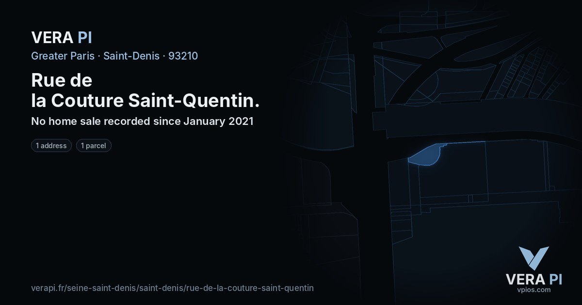 Rue de la Couture Saint-Quentin, Saint-Denis at night – every parcel coloured by the prices around it, the street's own parcels lit