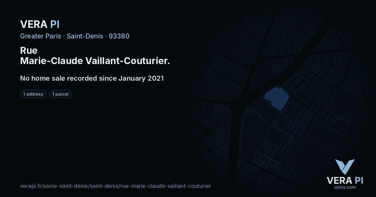 Rue Marie-Claude Vaillant-Couturier, Saint-Denis at night – every parcel coloured by the prices around it, the street's own parcels lit