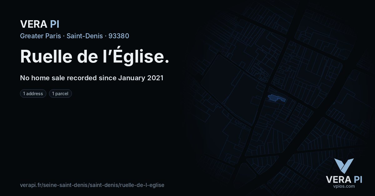 Ruelle de l’Église, Saint-Denis at night – every parcel coloured by the prices around it, the street's own parcels lit