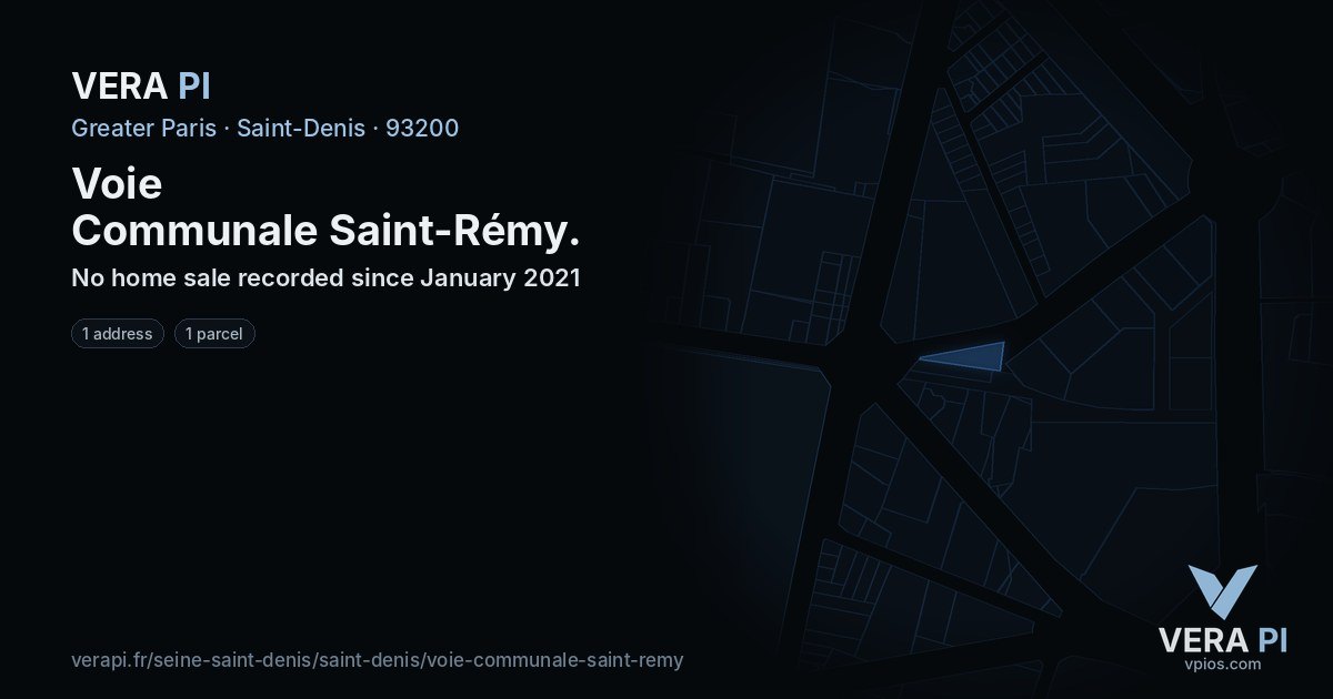 Voie Communale Saint-Rémy, Saint-Denis at night – every parcel coloured by the prices around it, the street's own parcels lit