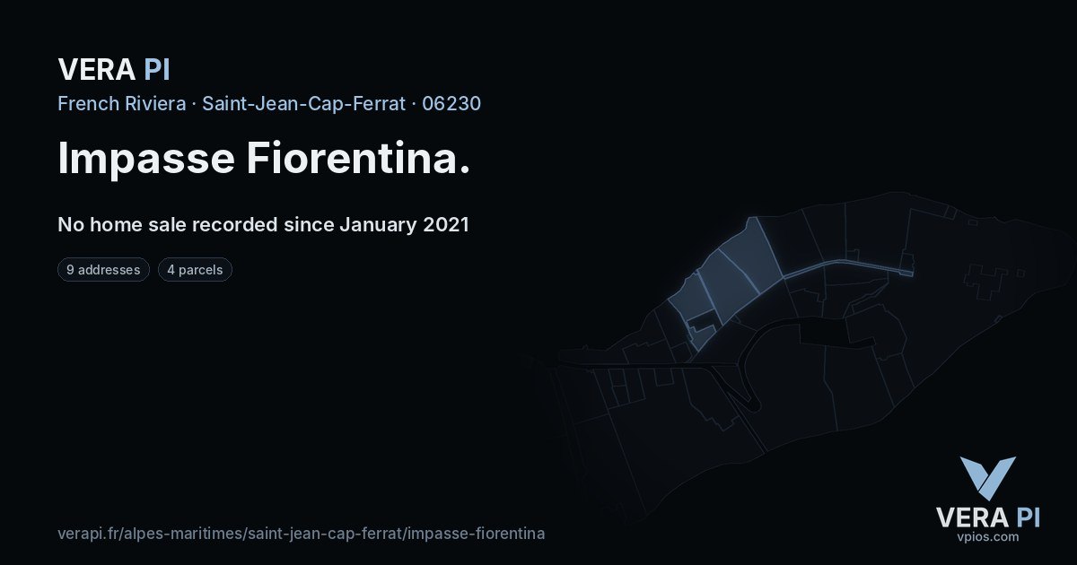 Impasse Fiorentina, Saint-Jean-Cap-Ferrat at night – every parcel coloured by the prices around it, the street's own parcels lit