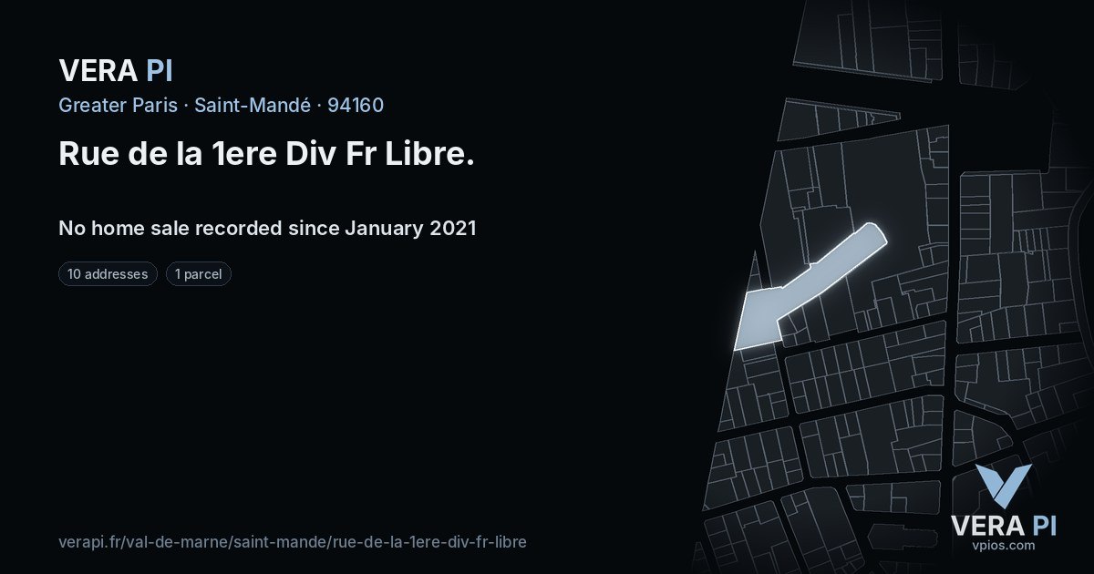Rue de la 1ere Div Fr Libre, Saint-Mandé at night – every parcel coloured by the prices around it, the street's own parcels lit