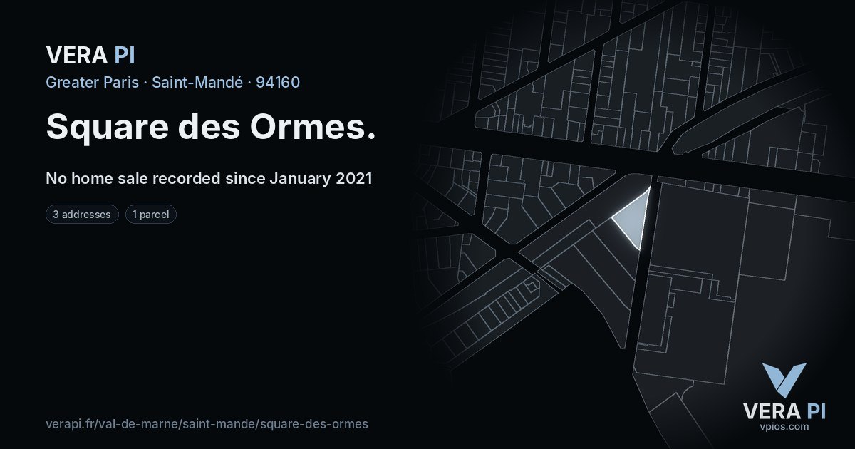 Square des Ormes, Saint-Mandé at night – every parcel coloured by the prices around it, the street's own parcels lit