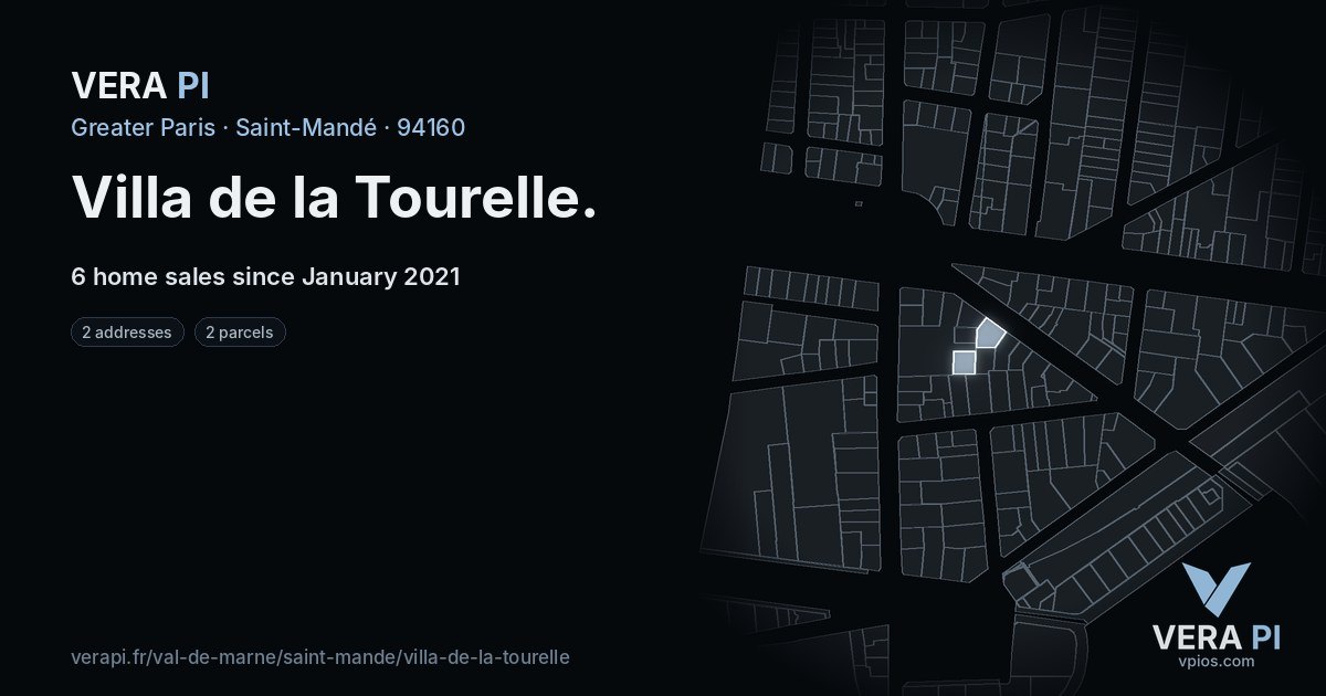 Villa de la Tourelle, Saint-Mandé at night – every parcel coloured by the prices around it, the street's own parcels lit