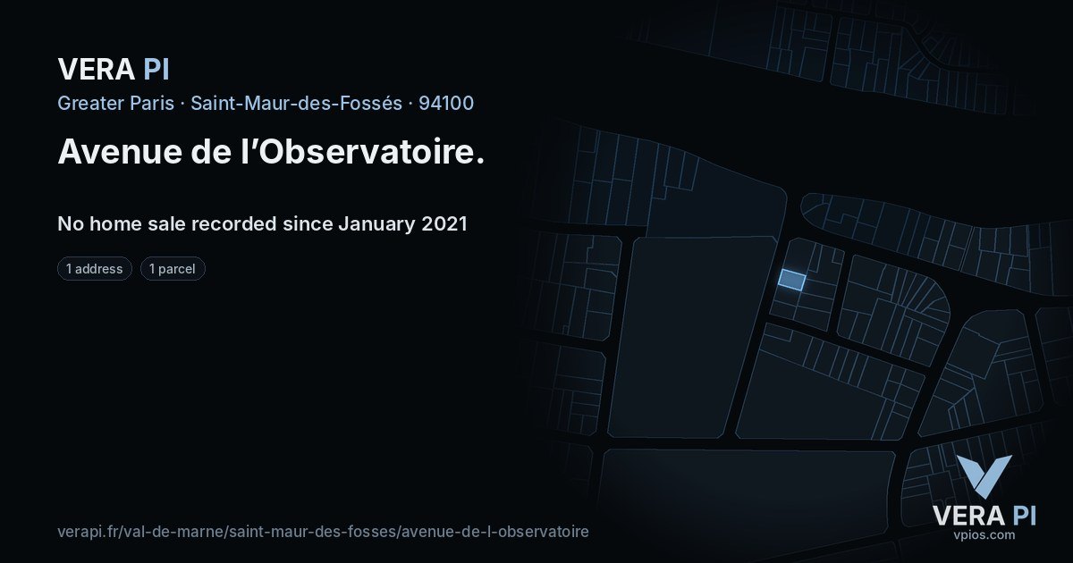 Avenue de l’Observatoire, Saint-Maur-des-Fossés at night – every parcel coloured by the prices around it, the street's own parcels lit