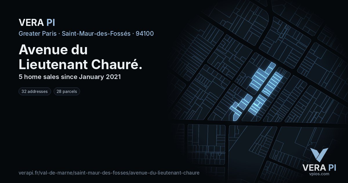 Avenue du Lieutenant Chauré, Saint-Maur-des-Fossés at night – every parcel coloured by the prices around it, the street's own parcels lit