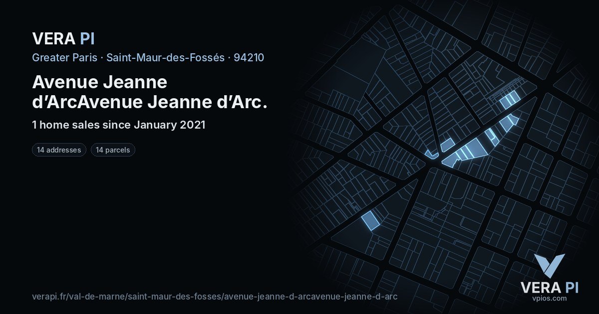 Avenue Jeanne d’ArcAvenue Jeanne d’Arc, Saint-Maur-des-Fossés at night – every parcel coloured by the prices around it, the street's own parcels lit