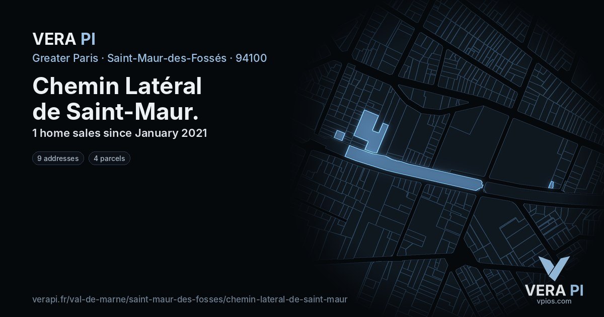 Chemin Latéral de Saint-Maur, Saint-Maur-des-Fossés at night – every parcel coloured by the prices around it, the street's own parcels lit