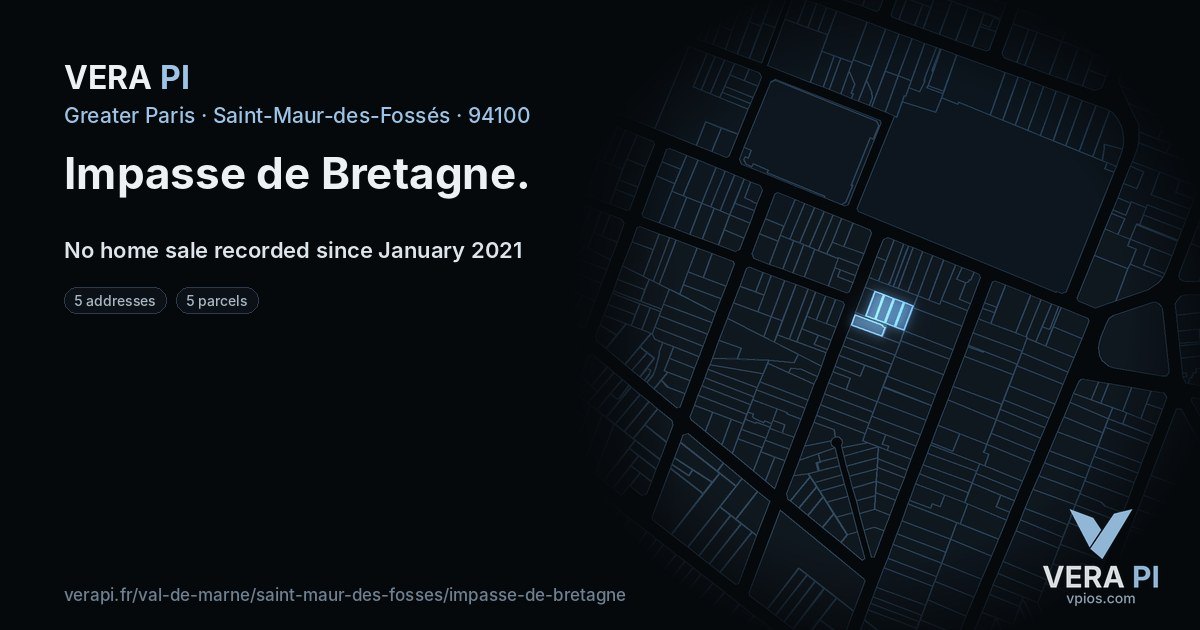Impasse de Bretagne, Saint-Maur-des-Fossés at night – every parcel coloured by the prices around it, the street's own parcels lit