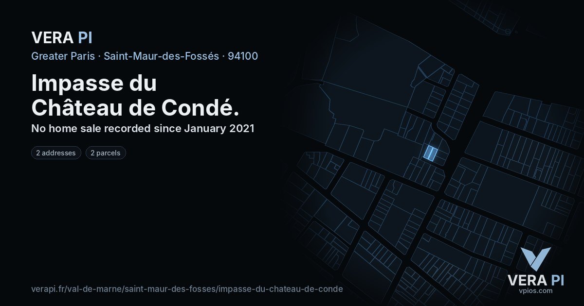 Impasse du Château de Condé, Saint-Maur-des-Fossés at night – every parcel coloured by the prices around it, the street's own parcels lit