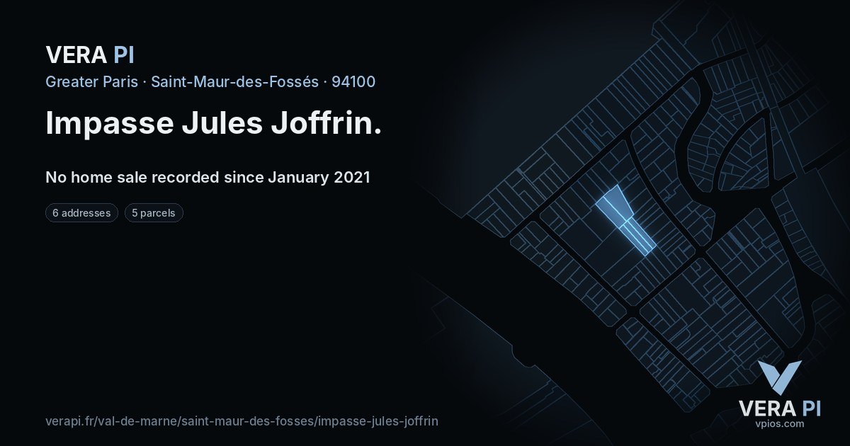 Impasse Jules Joffrin, Saint-Maur-des-Fossés at night – every parcel coloured by the prices around it, the street's own parcels lit