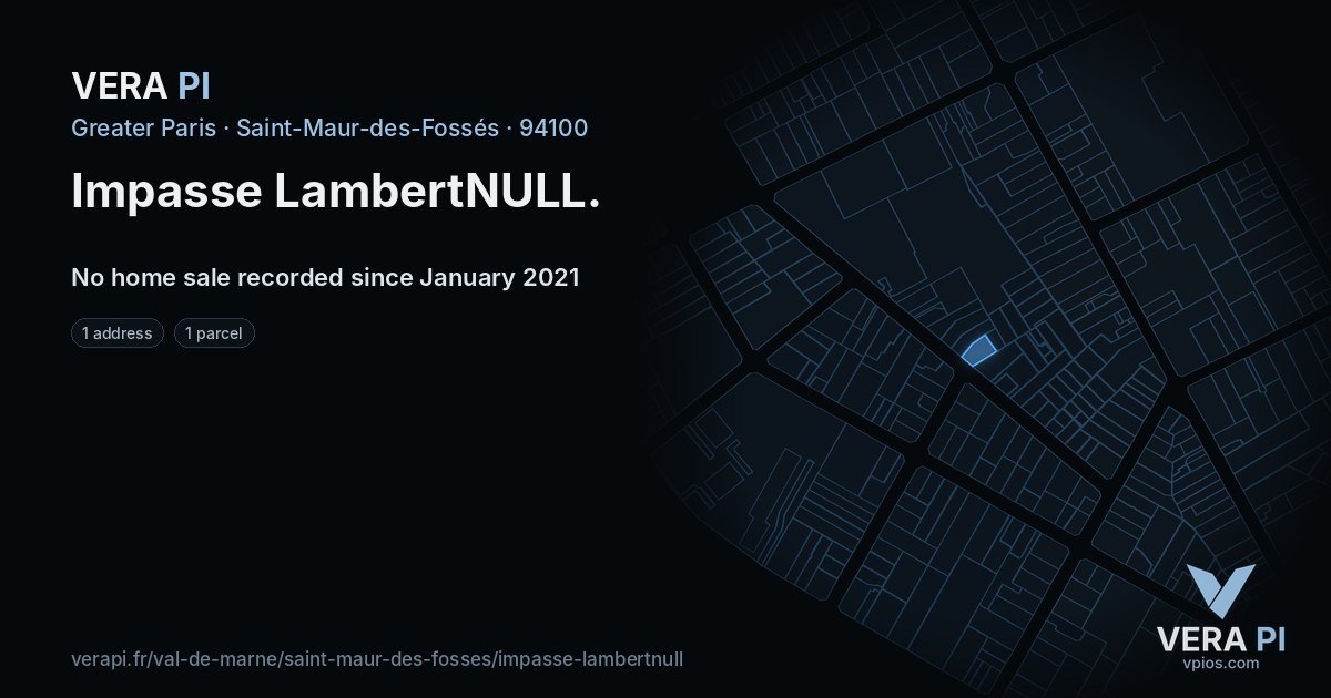 Impasse LambertNULL, Saint-Maur-des-Fossés at night – every parcel coloured by the prices around it, the street's own parcels lit