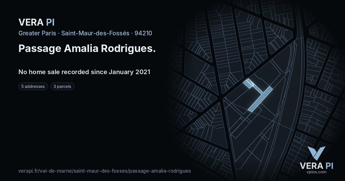 Passage Amalia Rodrigues, Saint-Maur-des-Fossés at night – every parcel coloured by the prices around it, the street's own parcels lit