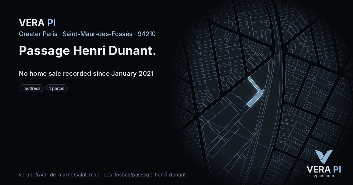 Passage Henri Dunant, Saint-Maur-des-Fossés at night – every parcel coloured by the prices around it, the street's own parcels lit