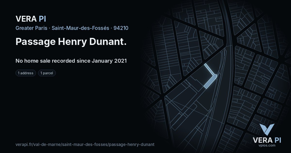 Passage Henry Dunant, Saint-Maur-des-Fossés at night – every parcel coloured by the prices around it, the street's own parcels lit