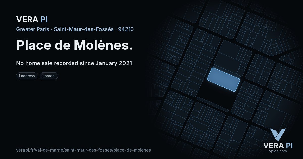 Place de Molènes, Saint-Maur-des-Fossés at night – every parcel coloured by the prices around it, the street's own parcels lit