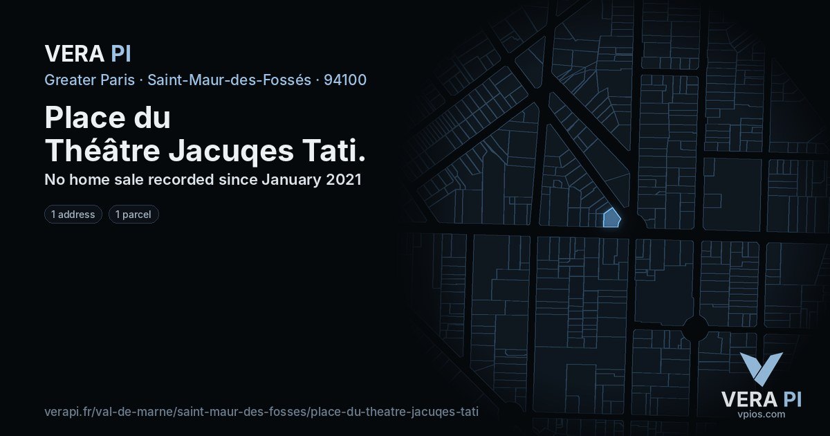 Place du Théâtre Jacuqes Tati, Saint-Maur-des-Fossés at night – every parcel coloured by the prices around it, the street's own parcels lit