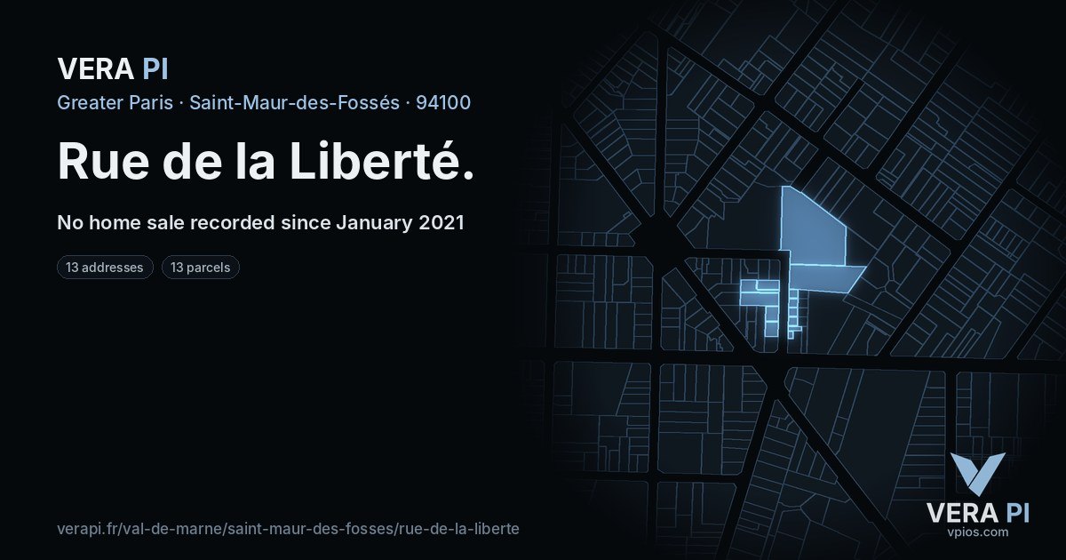 Rue de la Liberté, Saint-Maur-des-Fossés at night – every parcel coloured by the prices around it, the street's own parcels lit