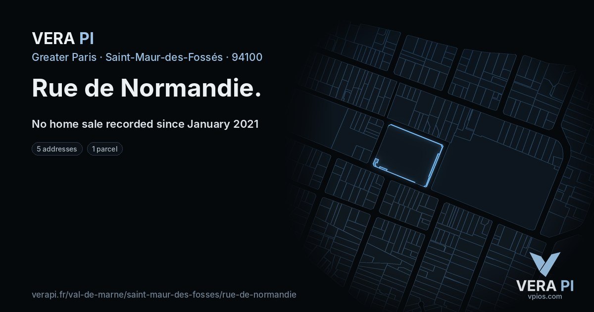 Rue de Normandie, Saint-Maur-des-Fossés at night – every parcel coloured by the prices around it, the street's own parcels lit