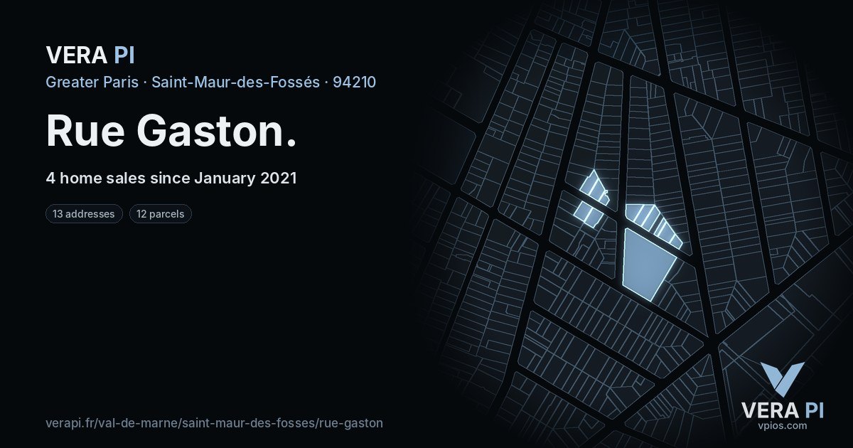 Rue Gaston, Saint-Maur-des-Fossés at night – every parcel coloured by the prices around it, the street's own parcels lit
