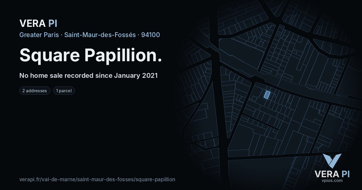 Square Papillion, Saint-Maur-des-Fossés at night – every parcel coloured by the prices around it, the street's own parcels lit