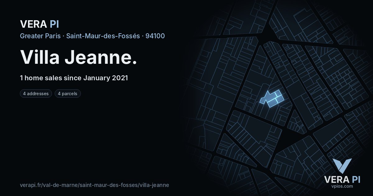 Villa Jeanne, Saint-Maur-des-Fossés at night – every parcel coloured by the prices around it, the street's own parcels lit