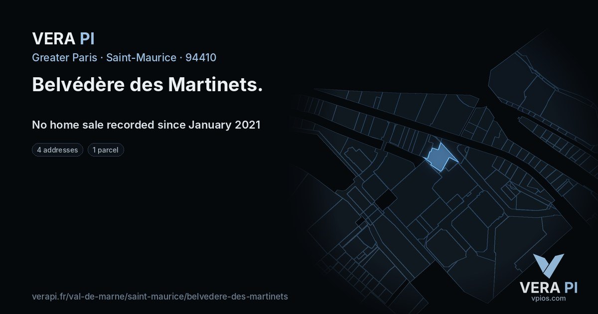 Belvédère des Martinets, Saint-Maurice at night – every parcel coloured by the prices around it, the street's own parcels lit