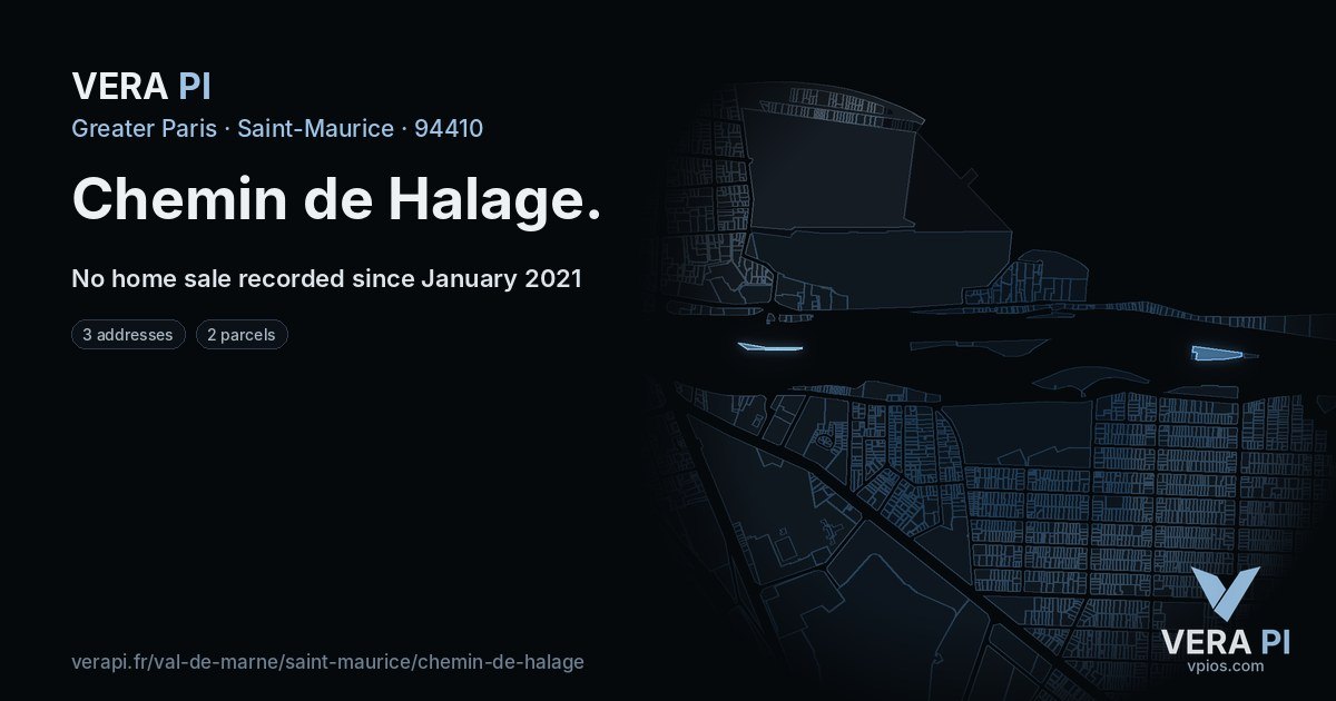 Chemin de Halage, Saint-Maurice at night – every parcel coloured by the prices around it, the street's own parcels lit
