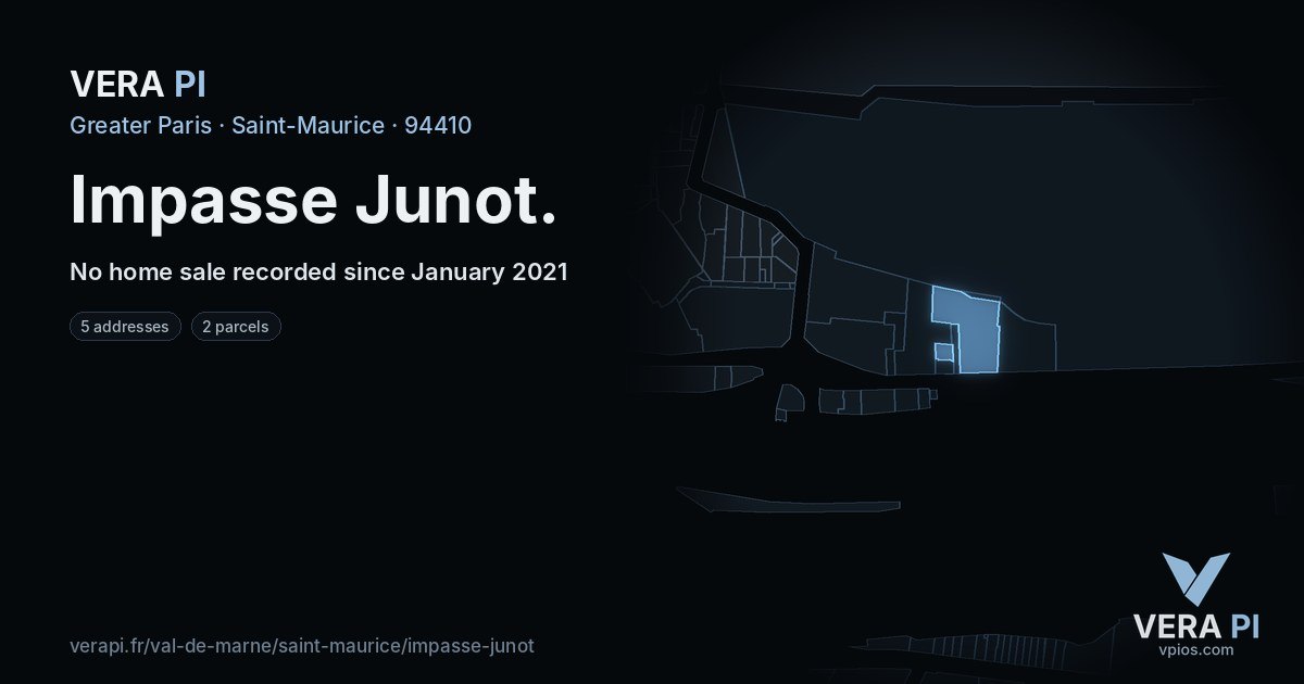 Impasse Junot, Saint-Maurice at night – every parcel coloured by the prices around it, the street's own parcels lit